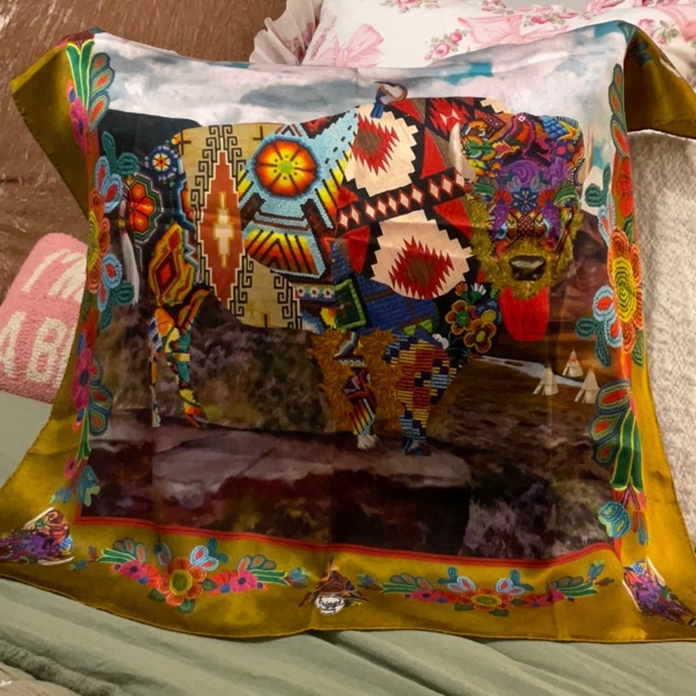 Colorful Southwestern Buffalo Silk Accent Pillow Cover